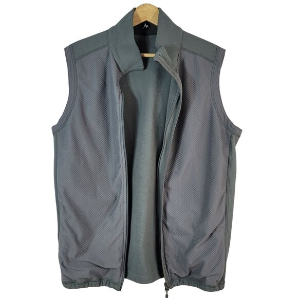 Marmot Mens Fleece Vest Gray Large Full Zip Collar Pockets Polartec C81070 - Picture 7 of 13